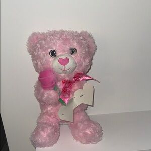 Pink Teddy Bear with Rose Valentines Day